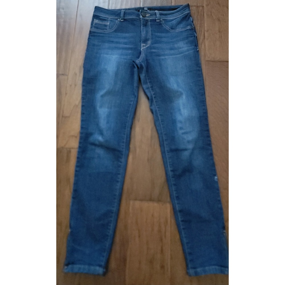 1822 Denim Women's Blue Mid Rise Skinny Stretch Fit Split Hem Jeans Sz 6 30x28